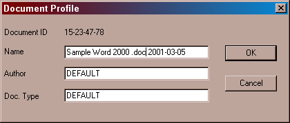 ODMASAMP Document Profile Dialog
